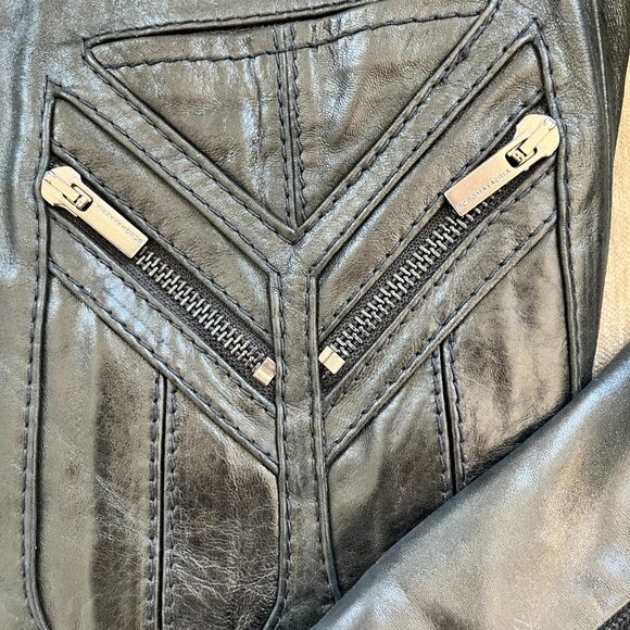 BCBG MaxAzria Leather Front + Sweater Back Jacket - Picture 3 of 5